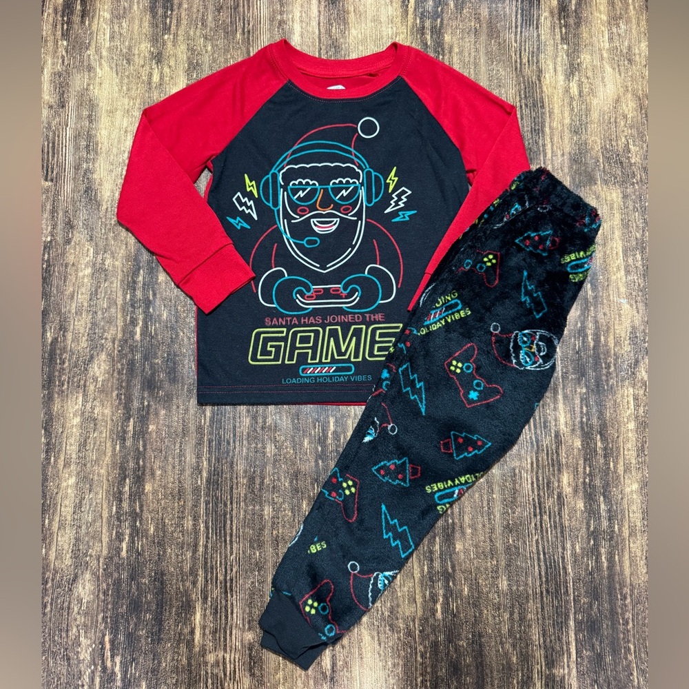 Red and Black Santa Pajama Set Size 4/5